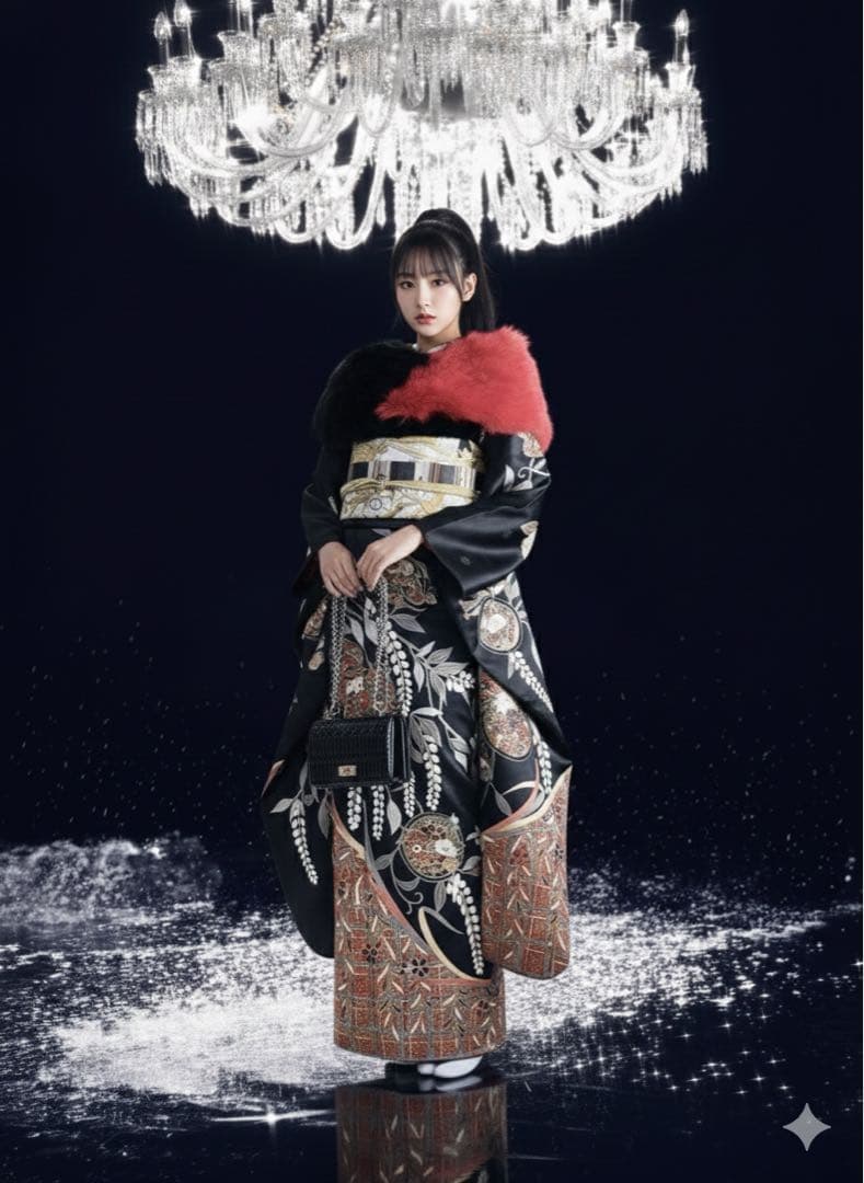 ゆーみん  上代100万円 手描き友禅ファーショール付き 振袖 フルセット