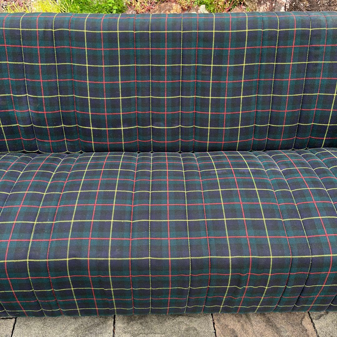 希少 昭和 タータンチェック柄 3人掛けソファ