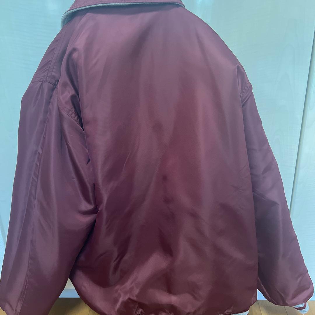 スタジャン グレー・バーガンディ エンブレム付き　リバーシブル　クリーニング済み