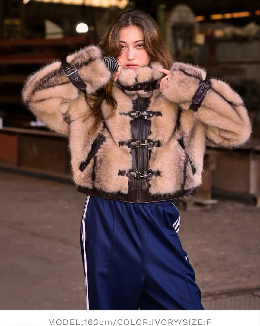 ACLENT ポイントレザーニュアンスファーブルゾン