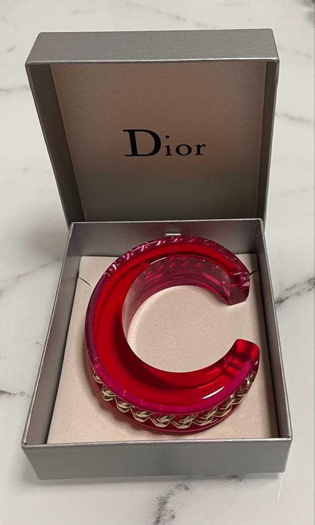 ヴィンテージ　クリスチャンディオール　チェーン　アクリル　バングル