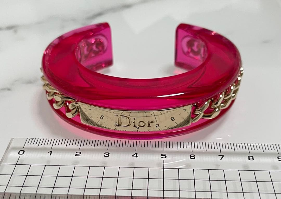 ヴィンテージ　クリスチャンディオール　チェーン　アクリル　バングル