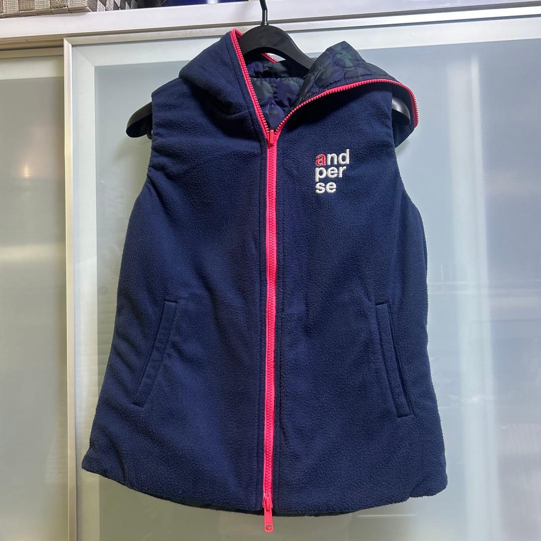 and per se♡フード付きリバーシブルネイビーカモフラージュベスト値下げ❗️