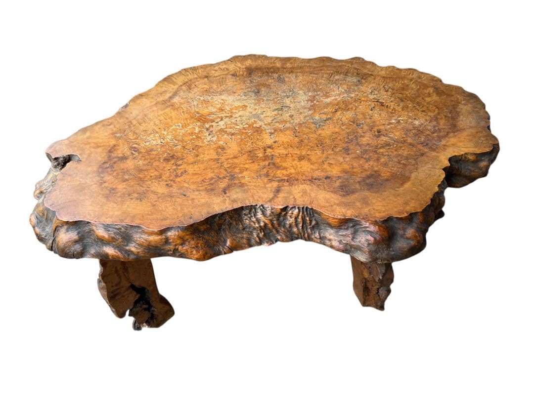 昭和52年物 天然木 玉杢 瘤杢 たまもく こぶもく 座卓 ローテーブル 和室