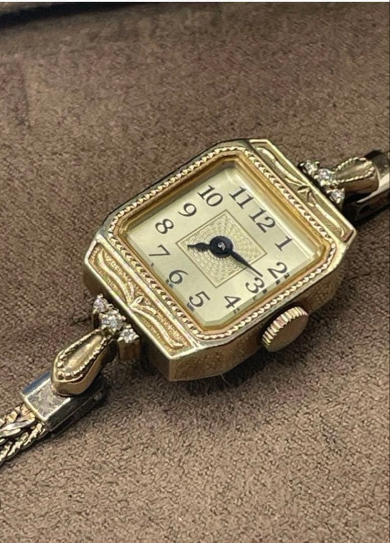 【美品貴重】アガット agete スクエアフェイス ジュエリーウォッチ
