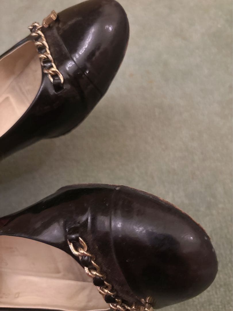 ♡本物♡シャネル♡CHANEL♡ブラックチェーンCCフラットシューズ36ハーフ