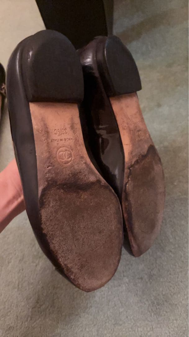♡本物♡シャネル♡CHANEL♡ブラックチェーンCCフラットシューズ36ハーフ