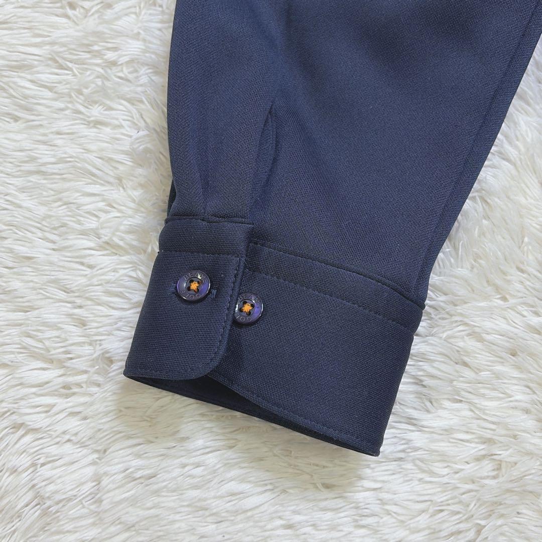 【美品】 BEAMS GOLF 長袖 ポロシャツ 裏フリース 日本製 XL 紺