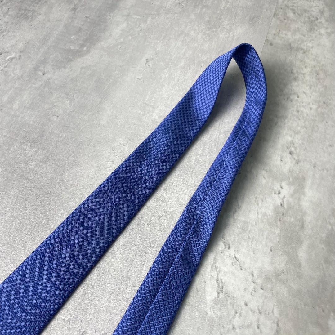 美品 LOUIS VUITTON マイクロダミエ LVロゴ ネクタイ ブルー 青