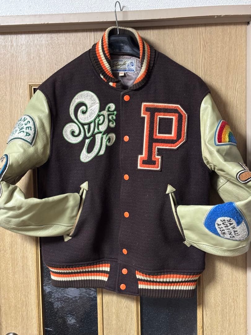 ホワイツビル サーフ パイプライン スタジャン フルデコ 袖革 レア 40