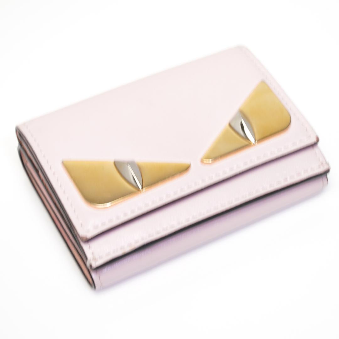 フェンディ モンスター 三つ折り 財布 ピンク コンパクト ウォレット