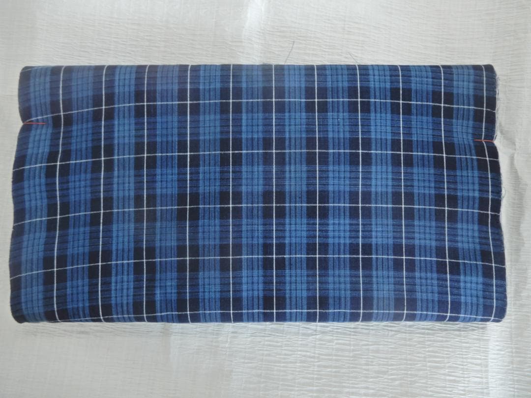 松阪木綿正藍染反物・格子織・入手困難色・12ｍ保証・ワイド巾・新品