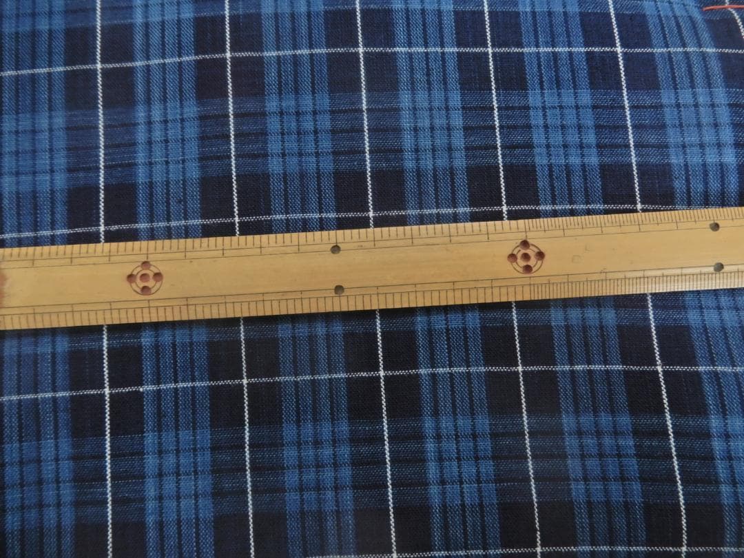 松阪木綿正藍染反物・格子織・入手困難色・12ｍ保証・ワイド巾・新品