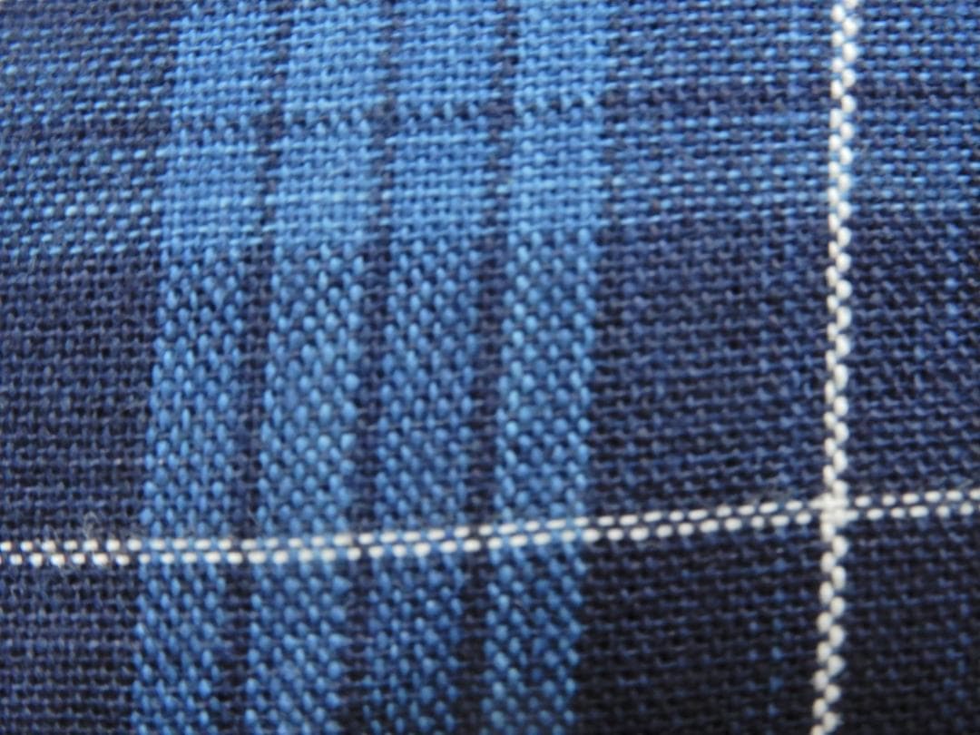 松阪木綿正藍染反物・格子織・入手困難色・12ｍ保証・ワイド巾・新品