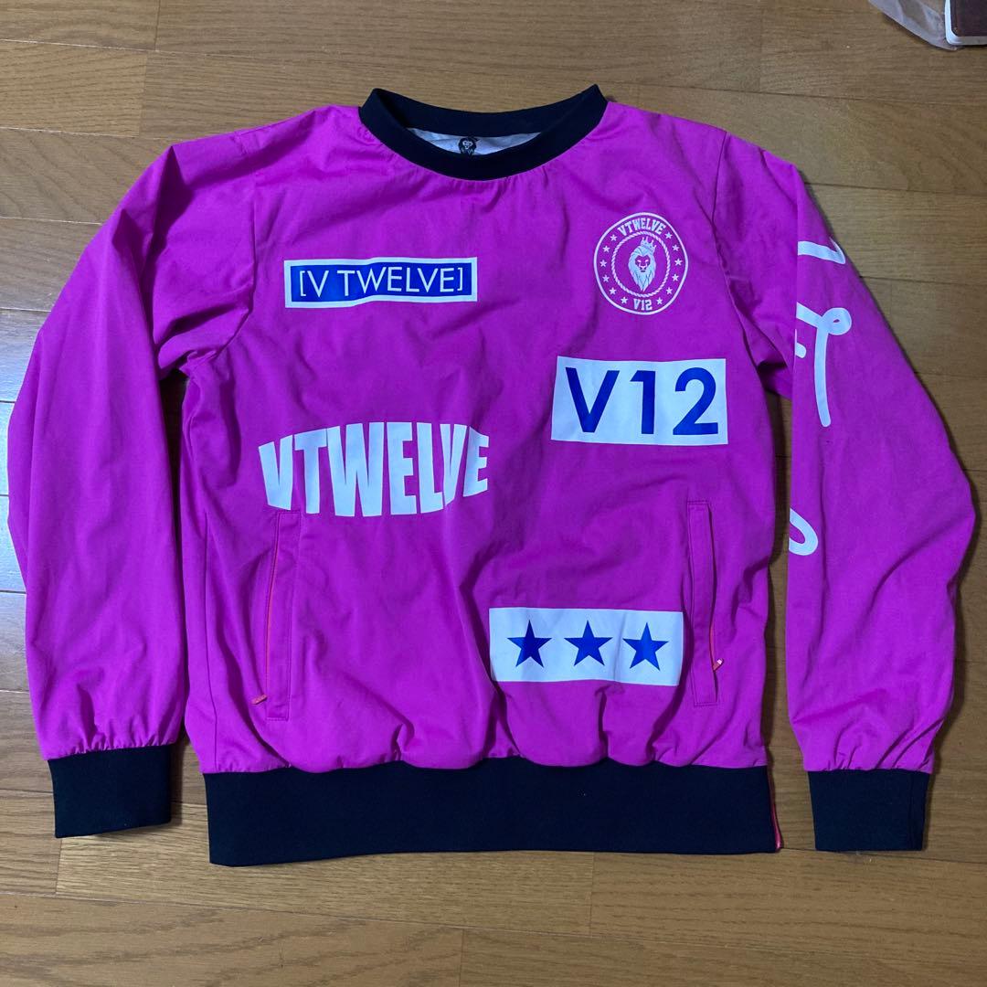 V12 ロゴプリント ピンク長袖シャツ