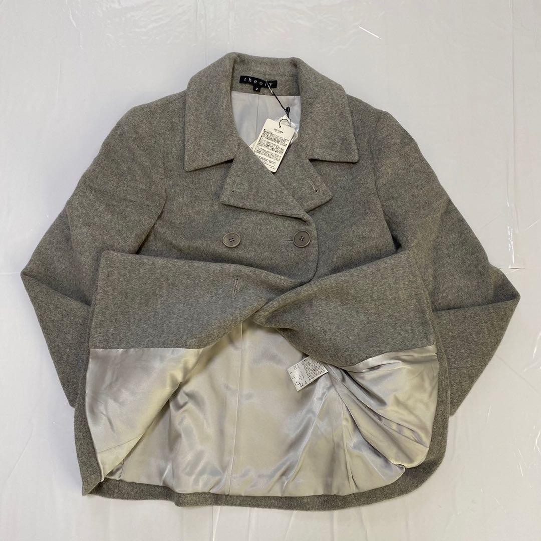 新品 theory セオリー　シンプル　美品　ショートコート　灰色　グレー