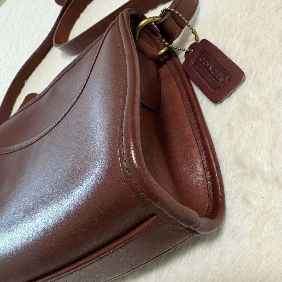 オールドCOACH グラブタンレザー ショルダーバッグ USA製 バーガンディー