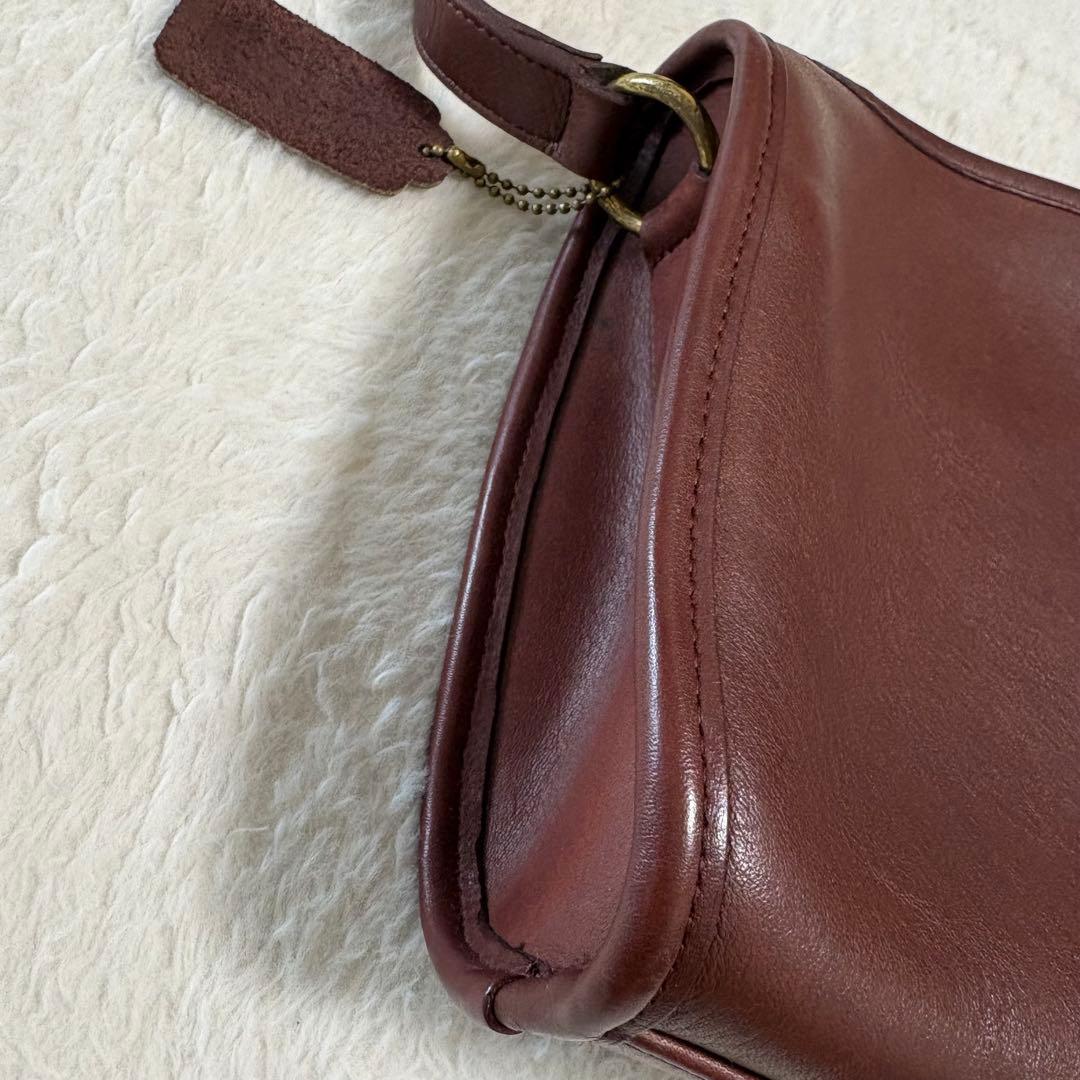 オールドCOACH グラブタンレザー ショルダーバッグ USA製 バーガンディー