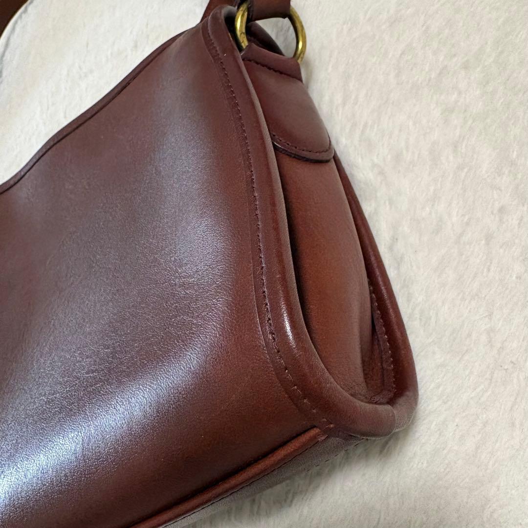 オールドCOACH グラブタンレザー ショルダーバッグ USA製 バーガンディー