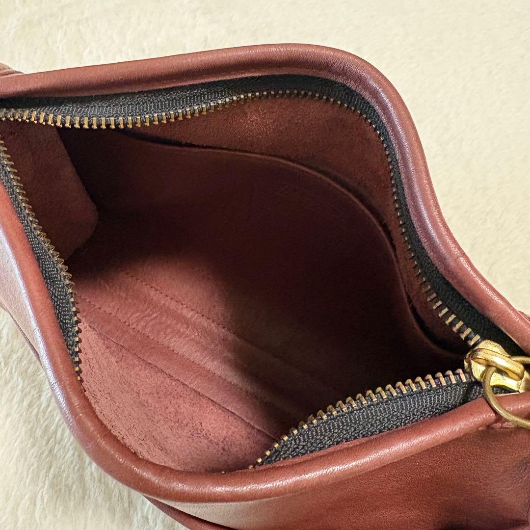 オールドCOACH グラブタンレザー ショルダーバッグ USA製 バーガンディー