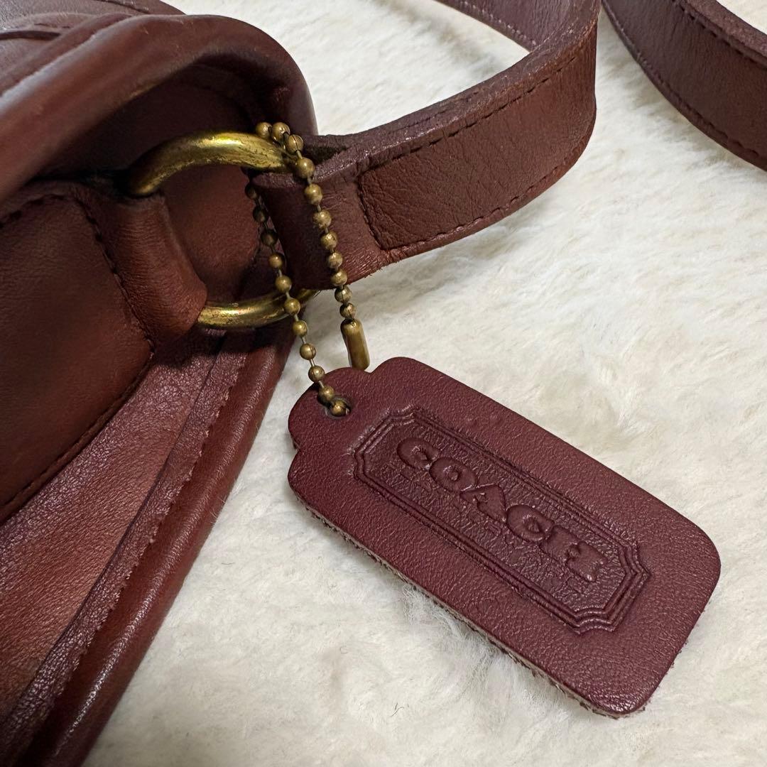 オールドCOACH グラブタンレザー ショルダーバッグ USA製 バーガンディー