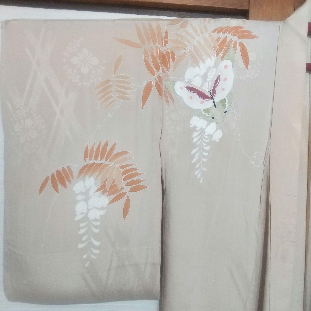 アンティーク 単衣 付け下げ訪問着 藤と蝶