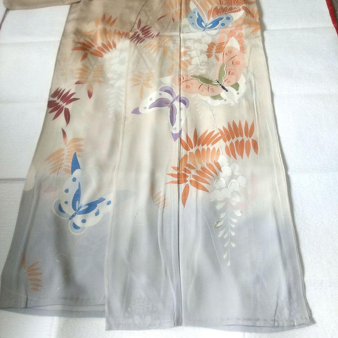 アンティーク 単衣 付け下げ訪問着 藤と蝶