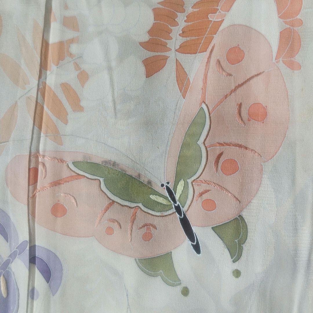 アンティーク 単衣 付け下げ訪問着 藤と蝶