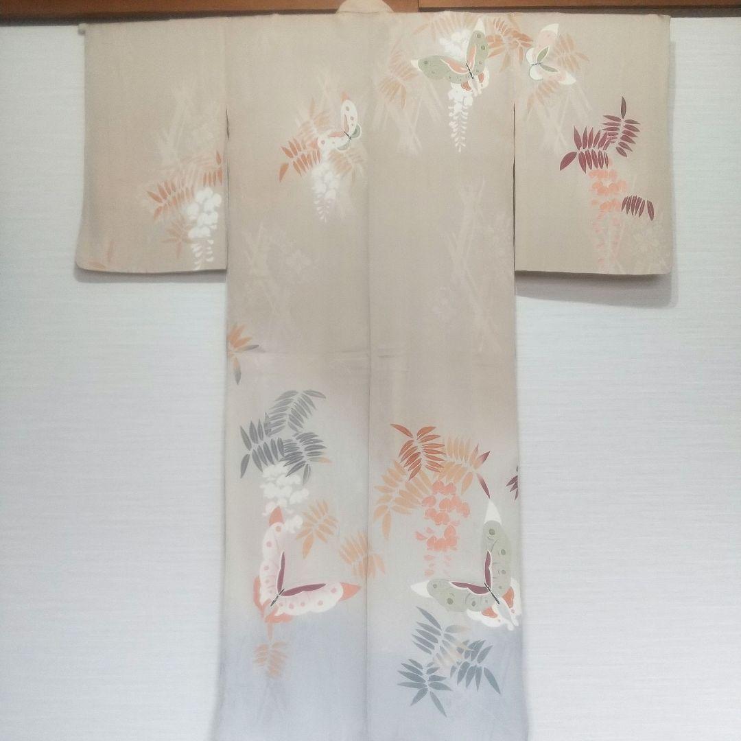 アンティーク 単衣 付け下げ訪問着 藤と蝶