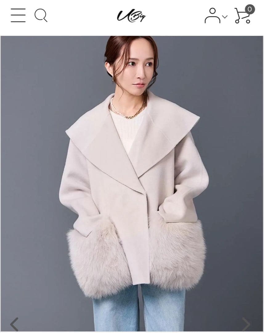 U-big ウールダブルフェイスショールカラーFOXポケットコート