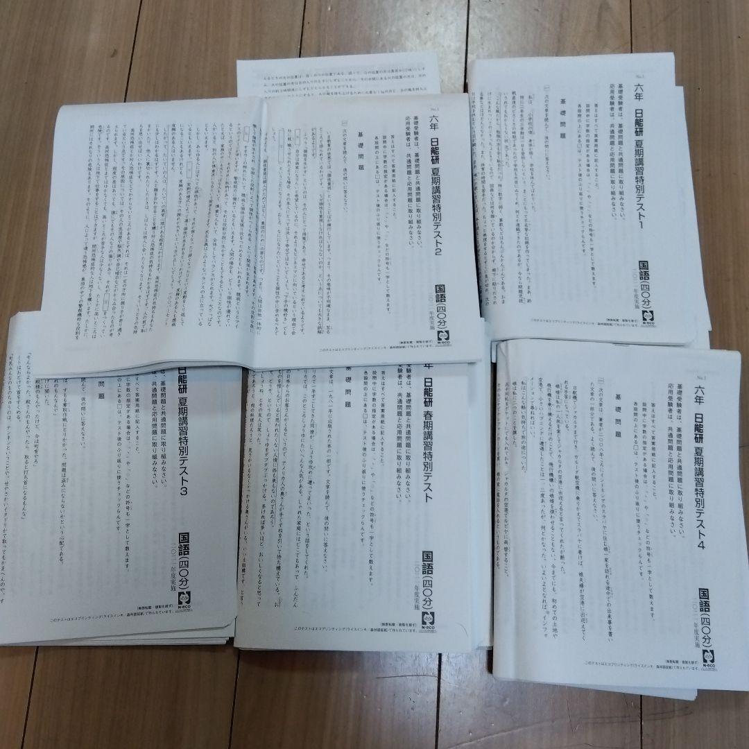 日能研6年生 4科目 育成テスト 春夏期講習 合格力実践テスト1年間合計30回分