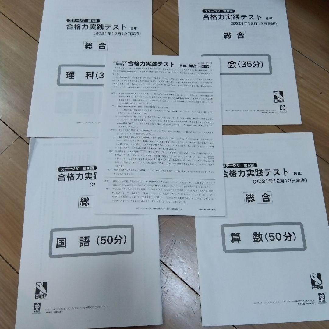 日能研6年生 4科目 育成テスト 春夏期講習 合格力実践テスト1年間合計30回分