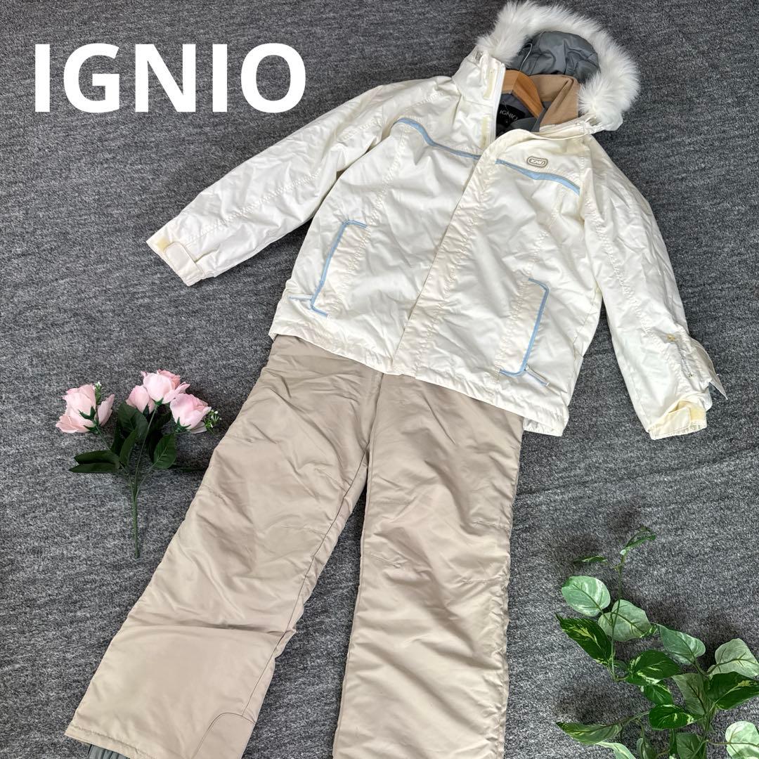 IGNIO イグニオ　スキーウェア　白　ベージュ　M 上下