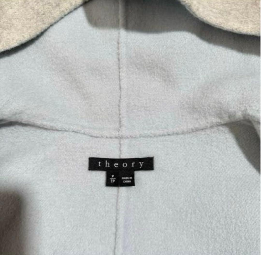 セオリー　フーデッドコート カシミヤ混 コート　ダブルフェイス　秋冬　グレー