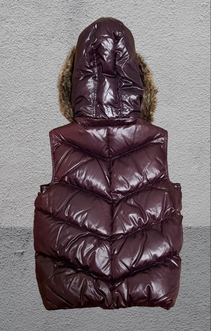 old gap ダークパープル ダウンベスト ファー付き　グランジ y2k