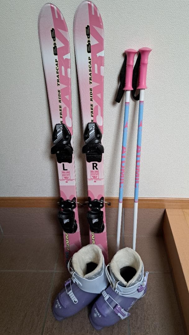 ジュニア用スキーセット98cm ブーツ21cm ストック68cm 小学低学年向け
