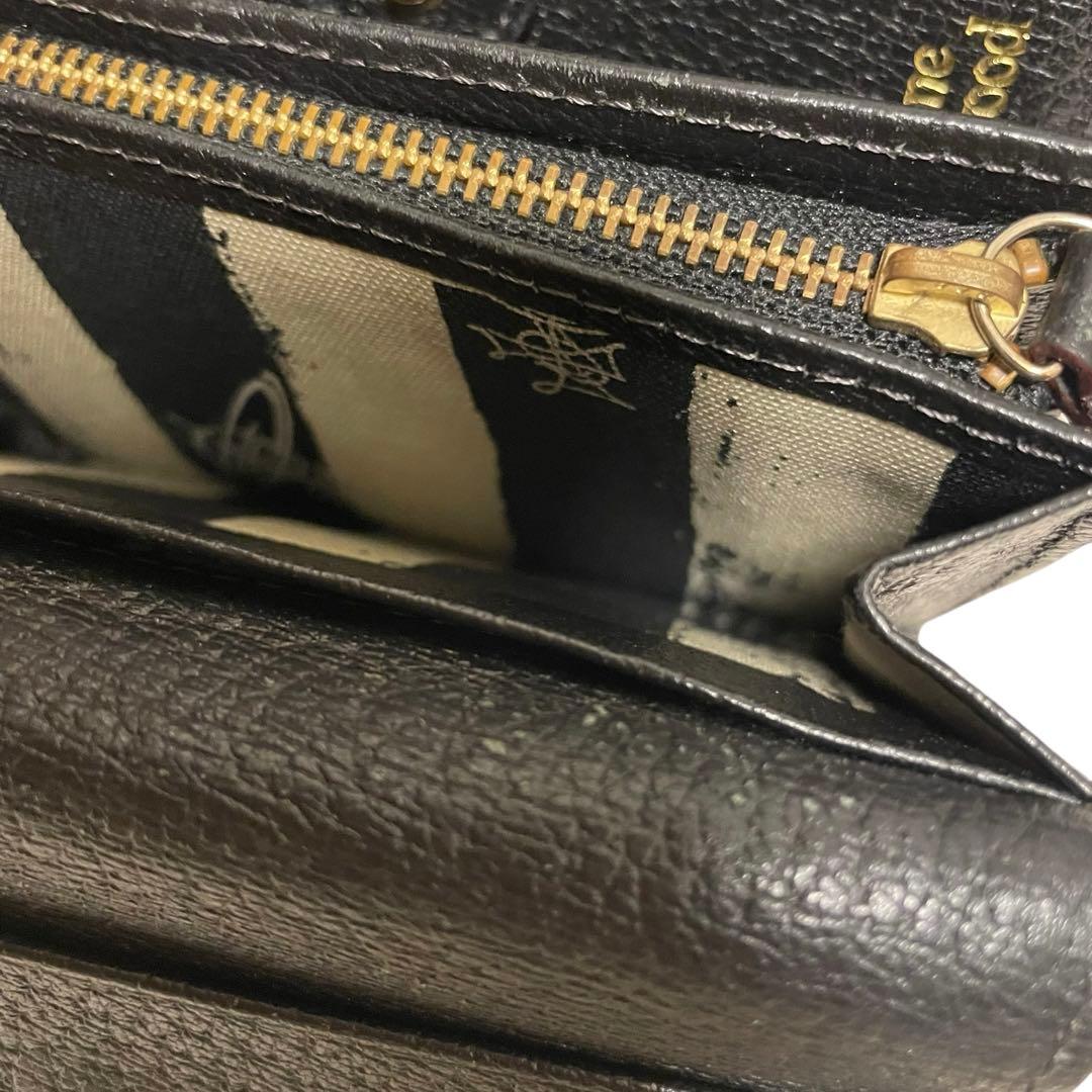 Vivienne Westwood 三つ折り財布 黒 レザー オーブ　ロゴ付き