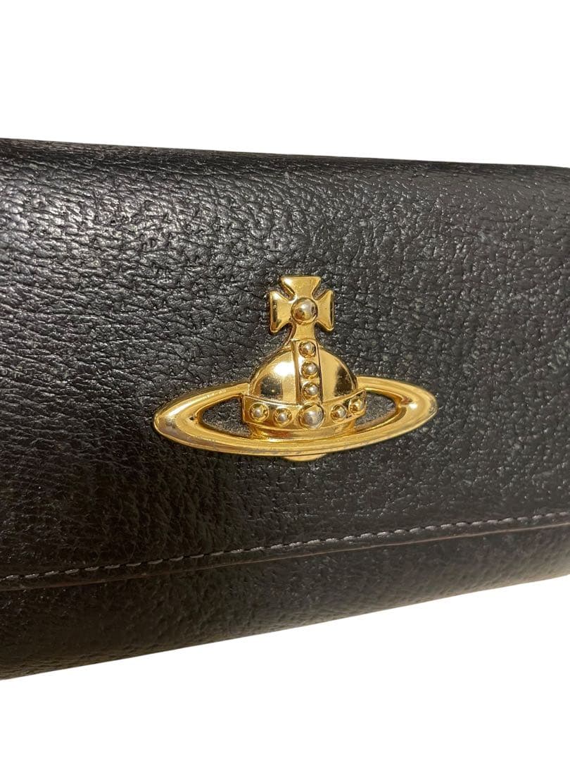 Vivienne Westwood 三つ折り財布 黒 レザー オーブ　ロゴ付き