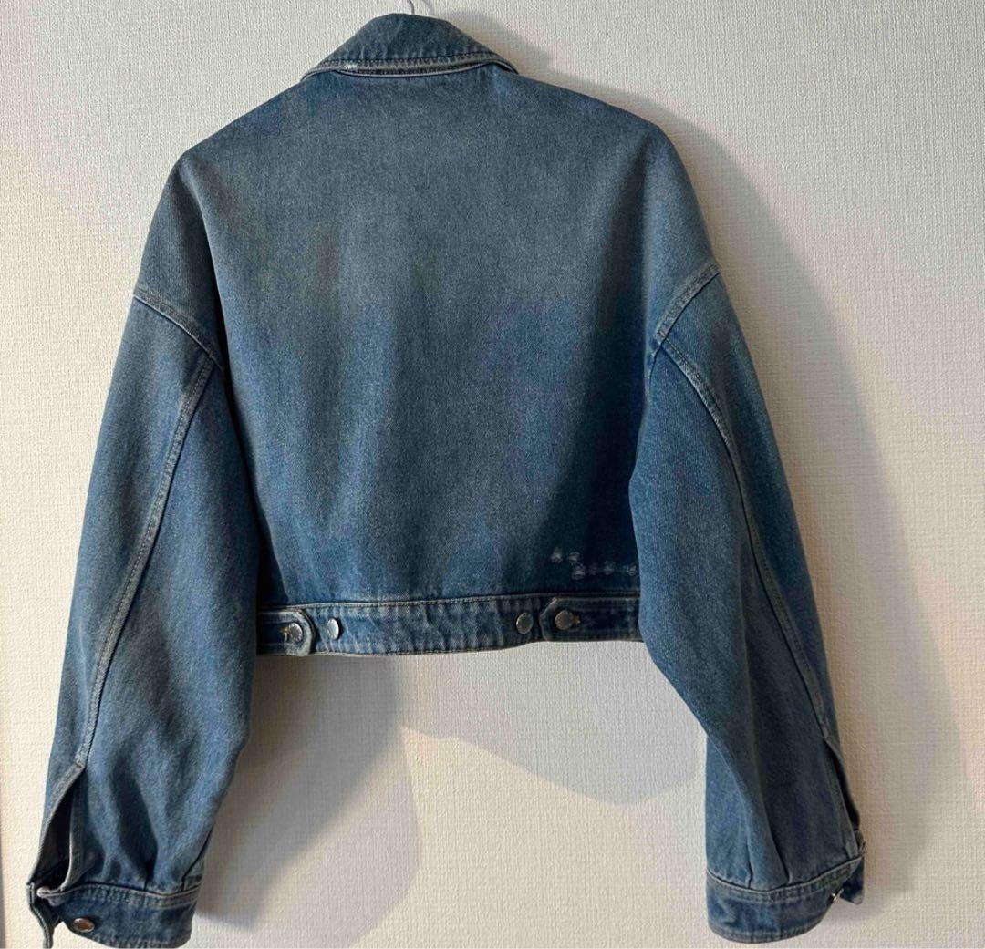 美品プラダダメージデニムクロップドジャケット36