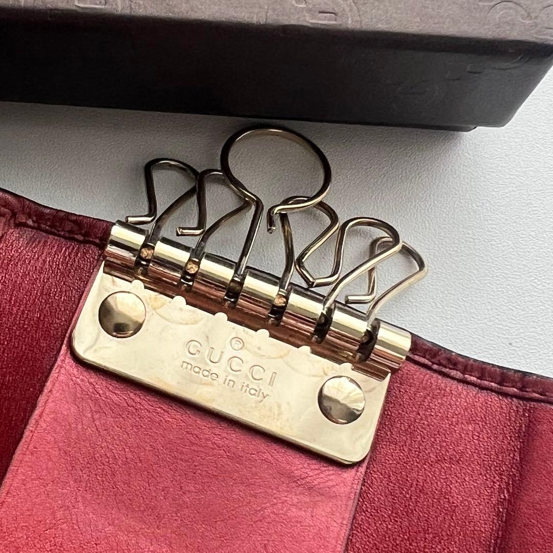 375 美品 GUCCI グッチ シマ キーケース ハート