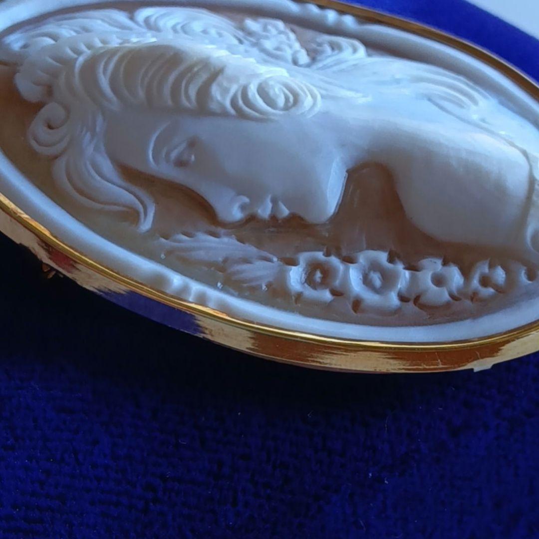 【K18刻印】シェルカメオ CAMEO ブローチ&ペンダント 約11g