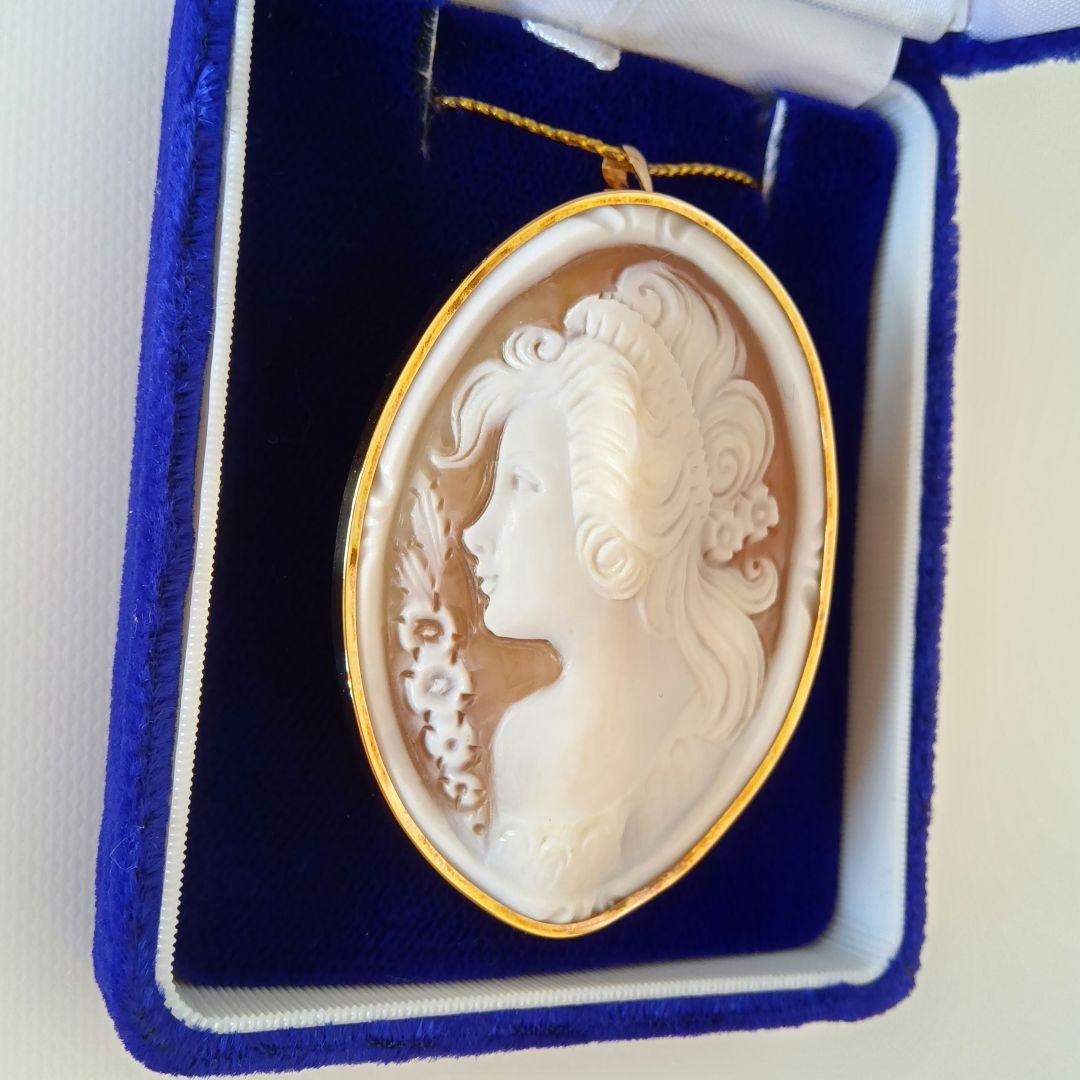 【K18刻印】シェルカメオ CAMEO ブローチ&ペンダント 約11g