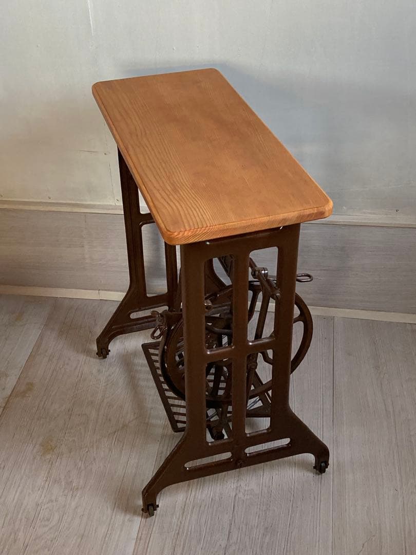 古い鉄脚 一枚板 ミシンテーブル ミツビシ