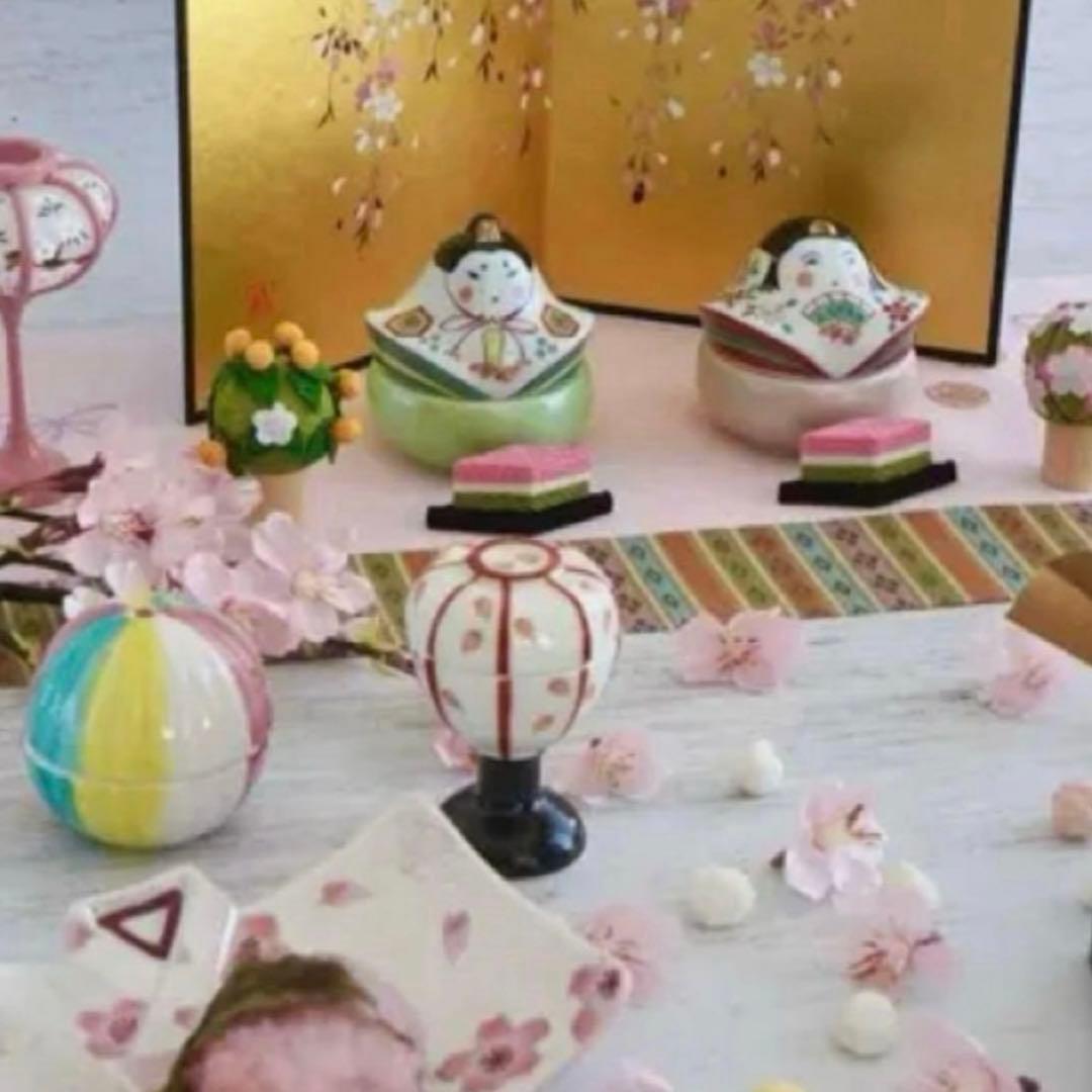 【特別価格】【新品】有田焼幸楽窯　雛人形&ぼんぼり珍味入4点セット