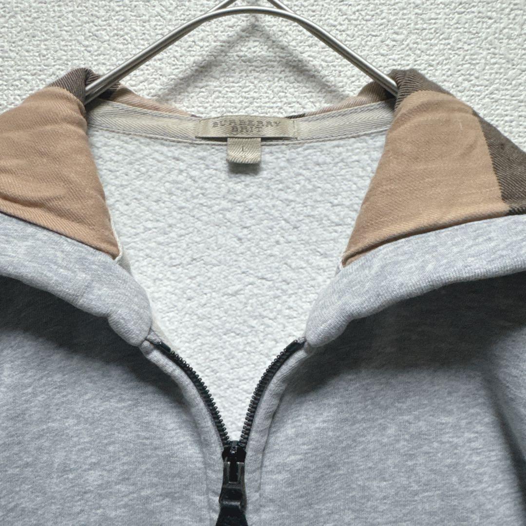 【BURBERRY BRIT】ジップパーカー グレー レディース L 裏起毛