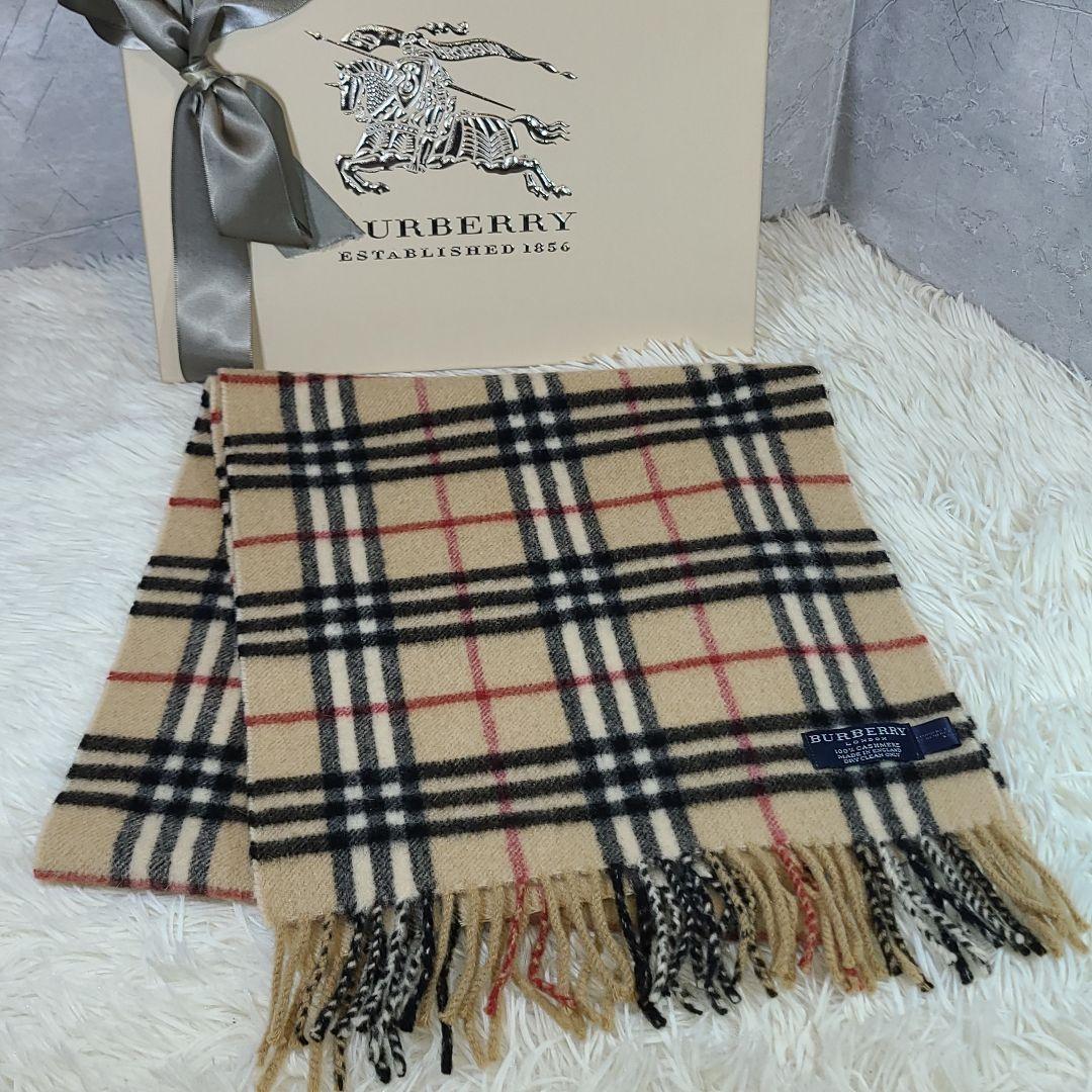 【たいよ】ノバチェックマフラー カシミヤ100％ 英国製　ベージュ