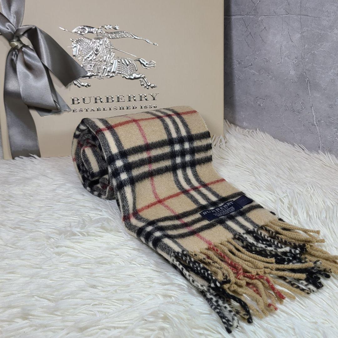 【たいよ】ノバチェックマフラー カシミヤ100％ 英国製　ベージュ