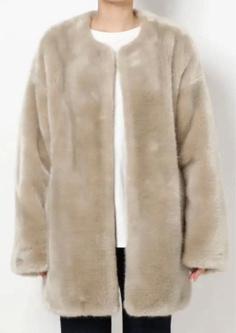 早い者勝ち★Ungrid★フェイクファーコート★ライトグレー★タグ付き