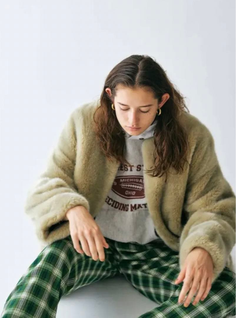 早い者勝ち★Ungrid★フェイクファーコート★ライトグレー★タグ付き