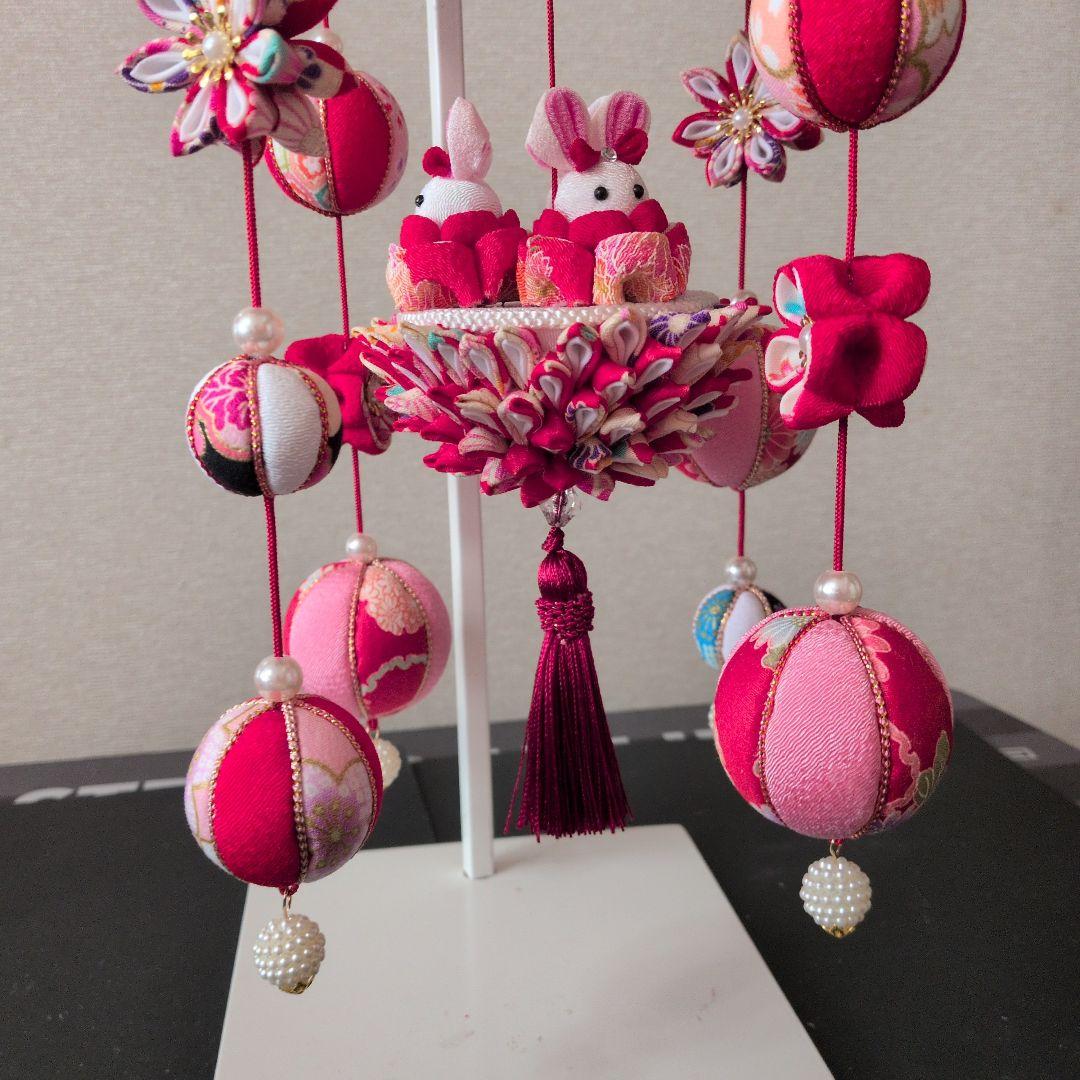 つまみ細工　吊るし雛　　　　　　お雛様　雛人形　赤系